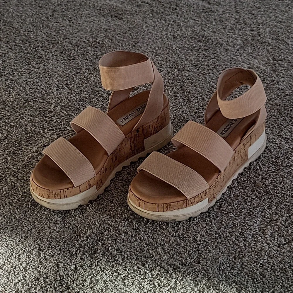 Steve Madden Pink Tan Platform Sandals